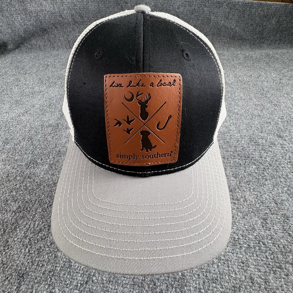 Simply Southern Trucker Hat Snapback Mesh Black Gray Live Like Local Patch